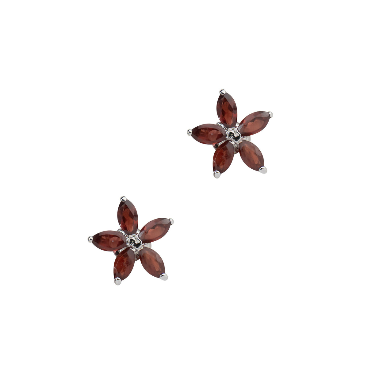925 Sterling Silver Garnet Eartops for Women | Natural Red Gemstone Stud Earrings | Rhodium Finish Silver Jewelry