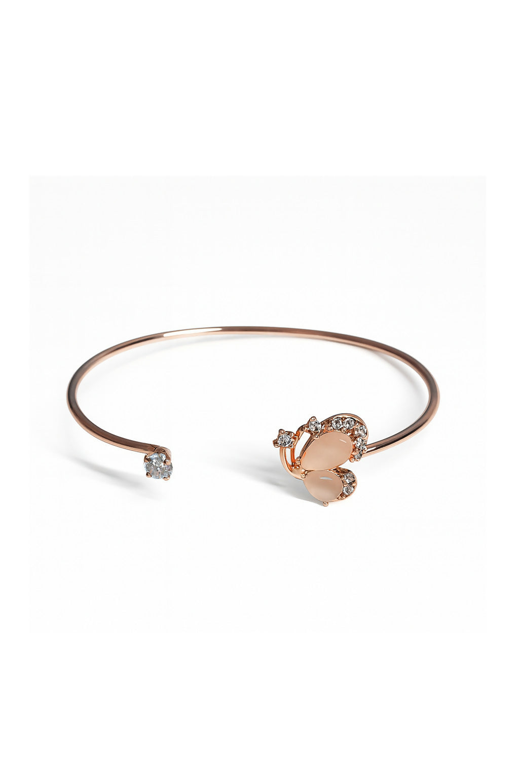 Anuradha Art Jewellery rose gold finish floral design with shimmering white stone stud Adjustable cuff bracelet, Kada bracelet for women and girls.
