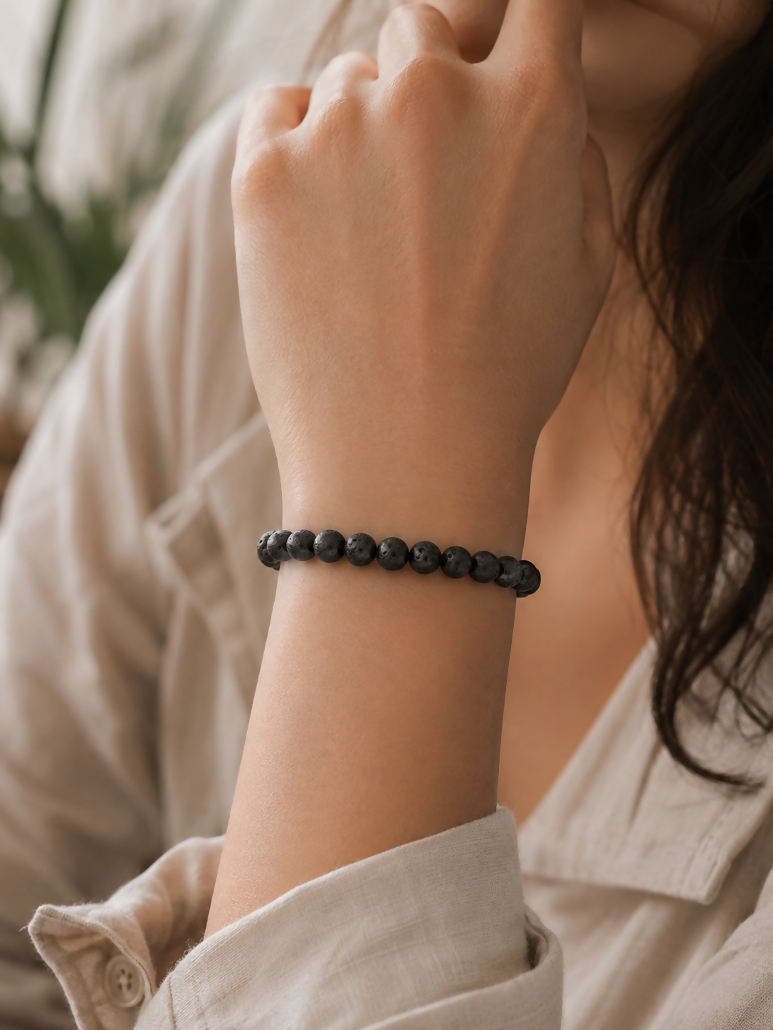 Natural Black Lava Stone 8mm Bracelet