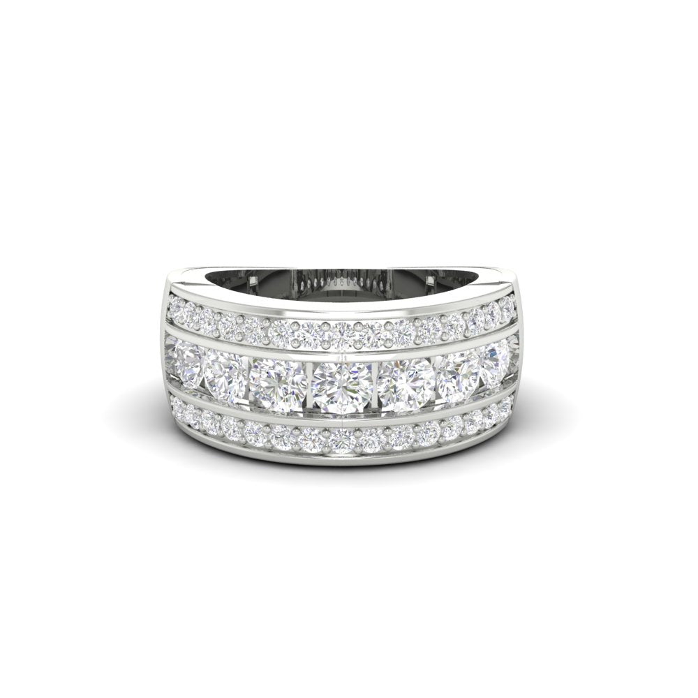 2.33Ct Round Moissanite Men's Wedding Band Ring 14K White Gold Plated
