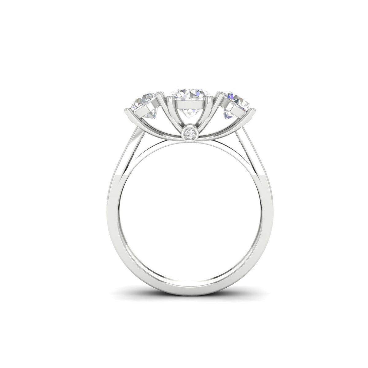 2Ct Round Cut Moissanite Three Stone Engagement Ring 14K Yellow Gold Plated