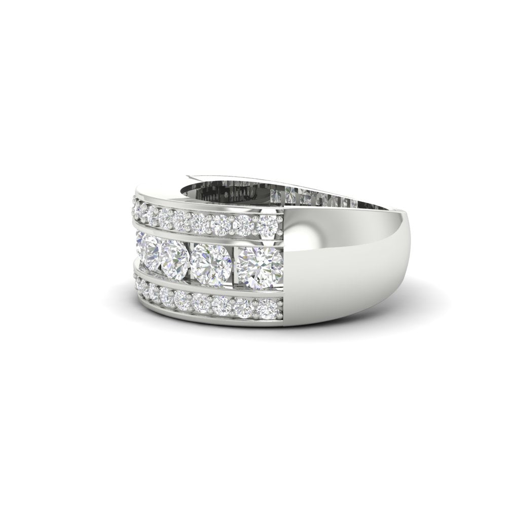 2.33Ct Round Moissanite Men's Wedding Band Ring 14K White Gold Plated