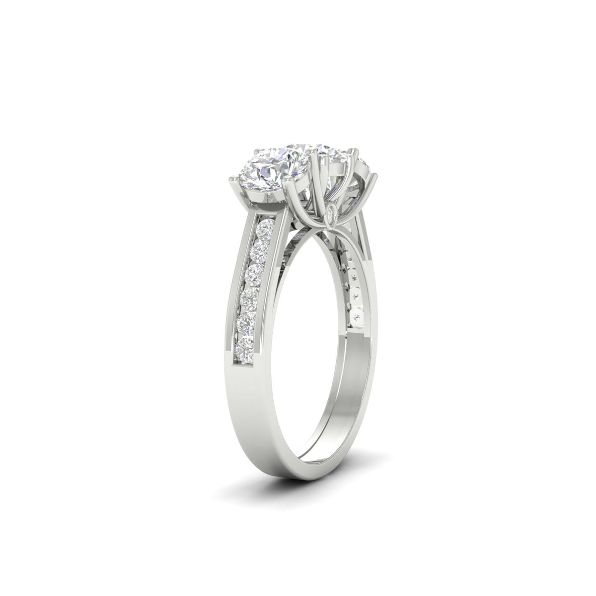 2Ct Round Cut Moissanite Three Stone Engagement Ring 14K Yellow Gold Plated