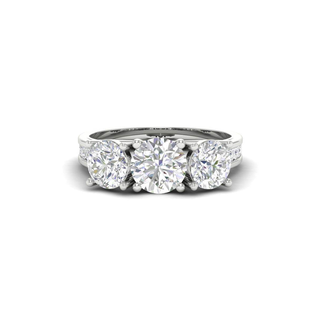 2Ct Round Cut Moissanite Three Stone Engagement Ring 14K Yellow Gold Plated