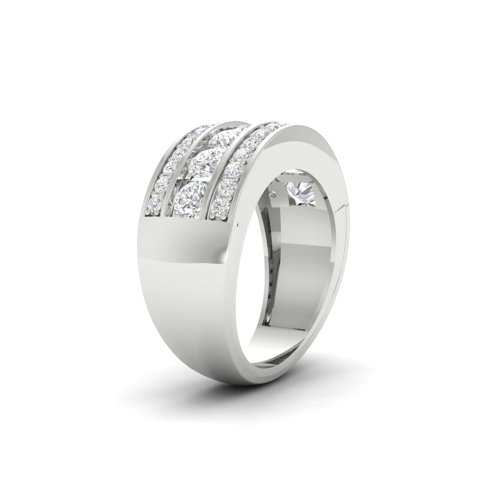 2.33Ct Round Moissanite Men's Wedding Band Ring 14K White Gold Plated