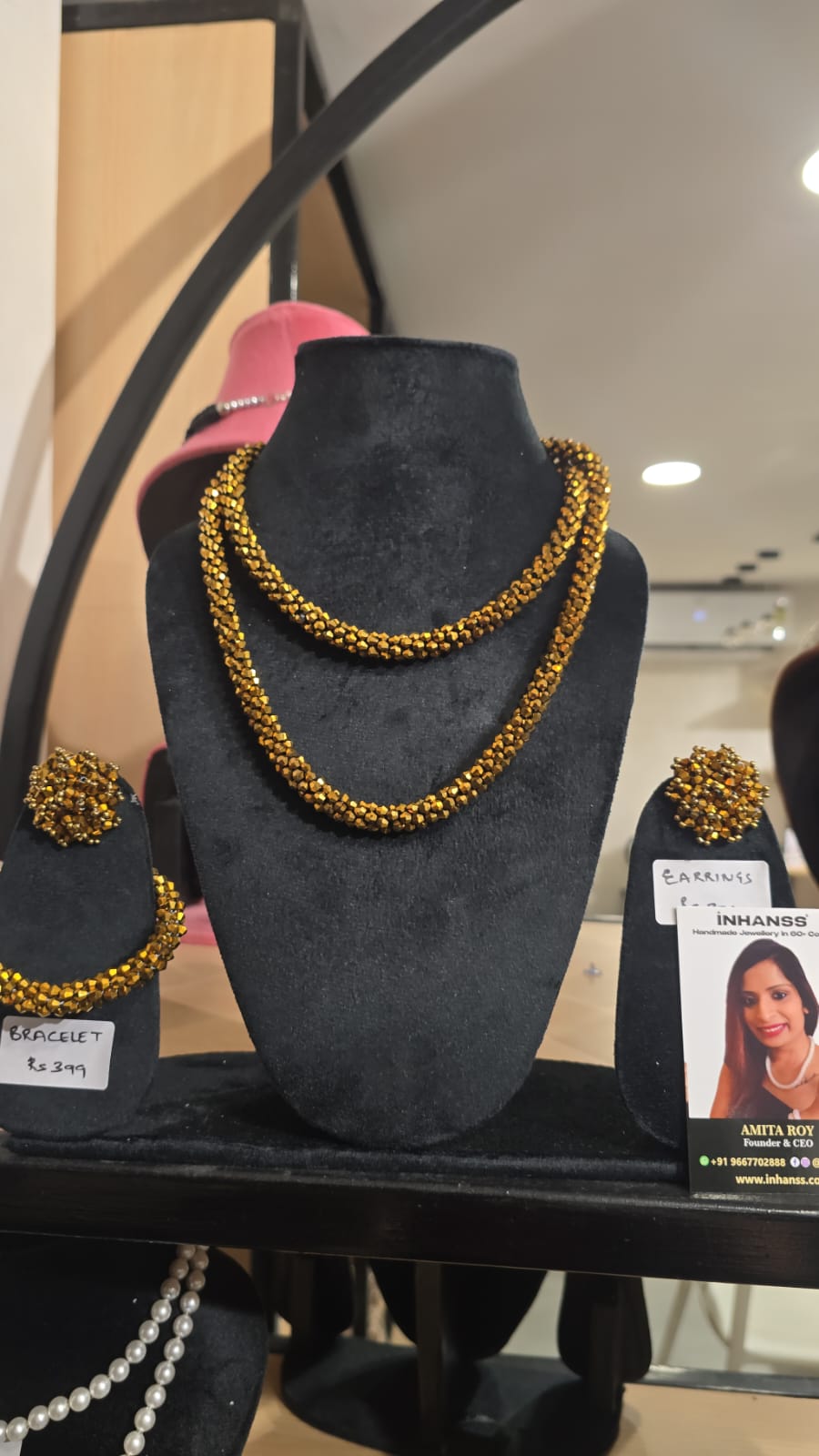 Multi Style-Crystal Shimmer Set- Golden- 3 Pc Set