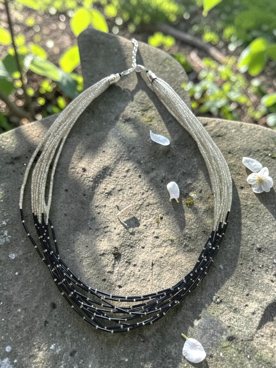 Black & White Multi-Strand Statement Long Necklace - view 11