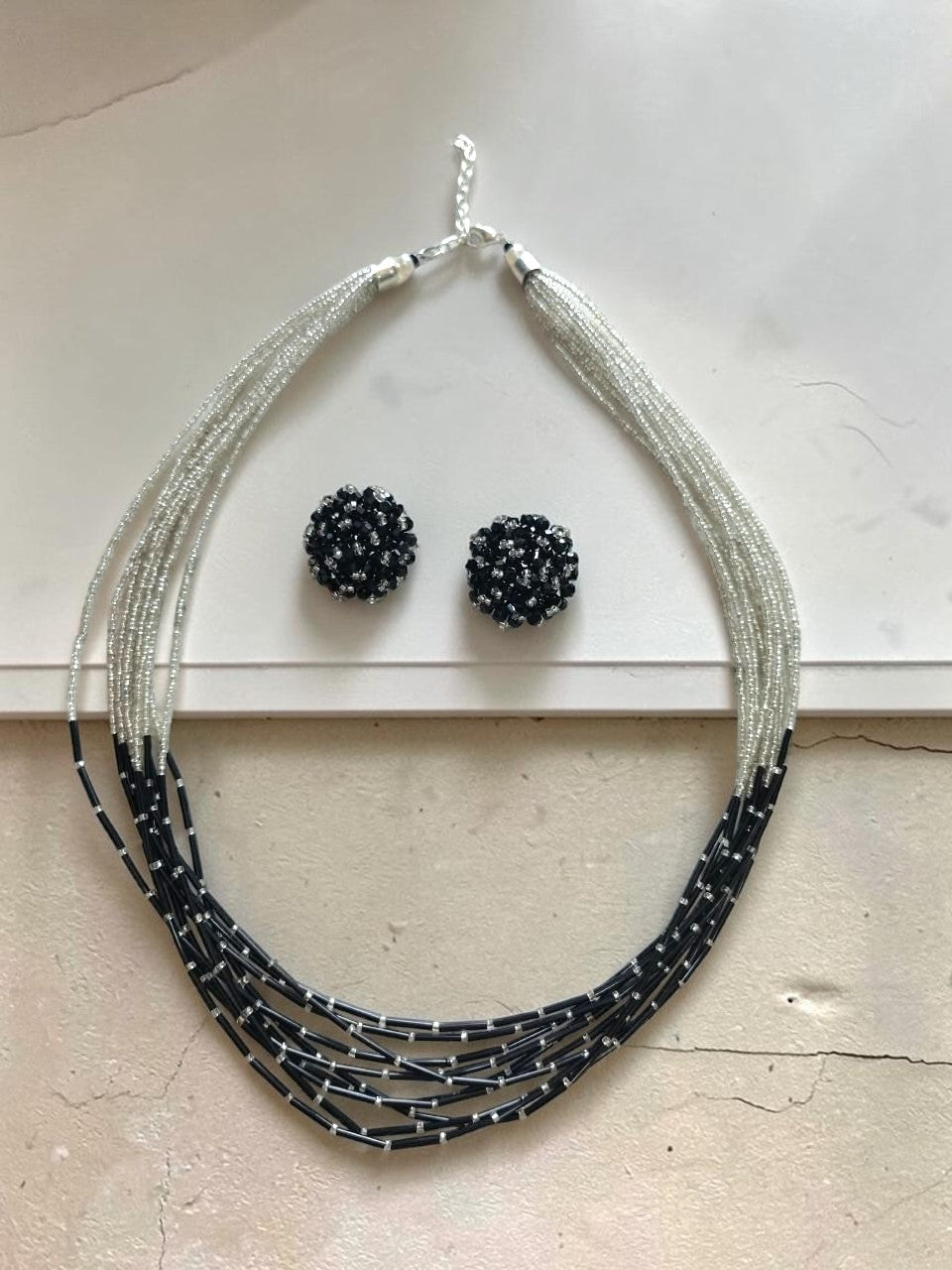 Black & White Multi-Strand Statement Long Necklace - view 9