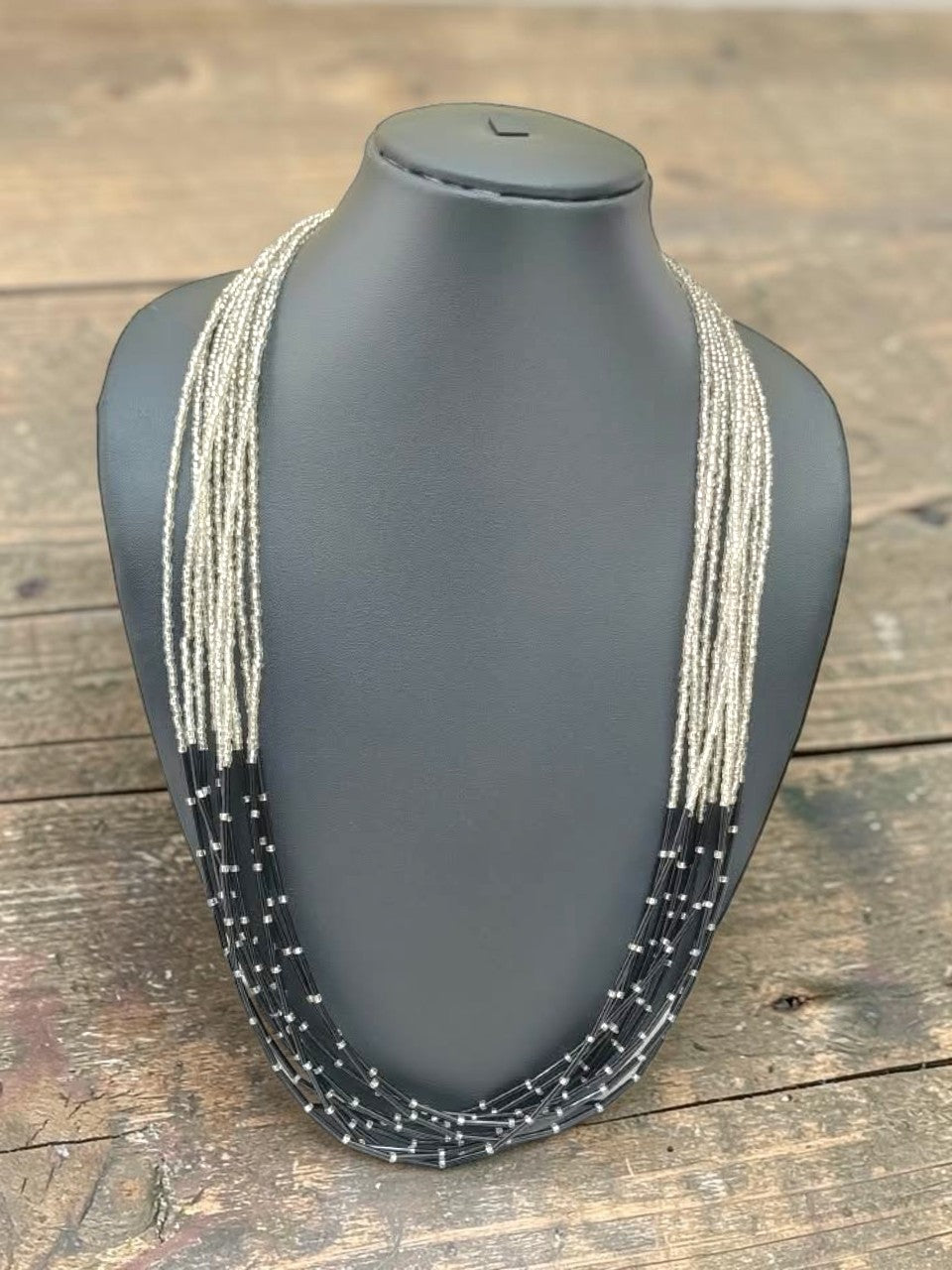 Black & White Multi-Strand Statement Long Necklace - view 6