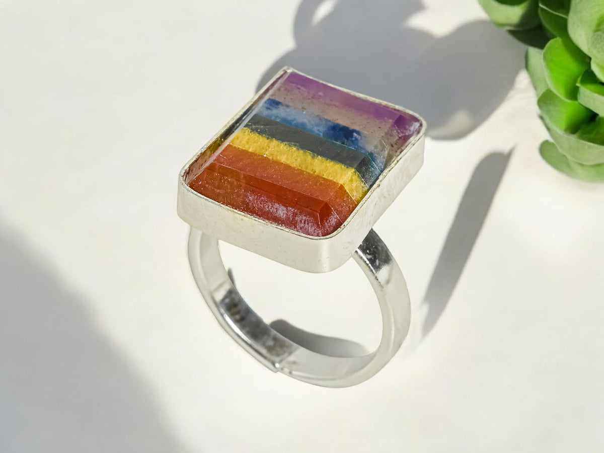 Seven Chakra Adjustable Ring for Energy Balance & Healing Power
