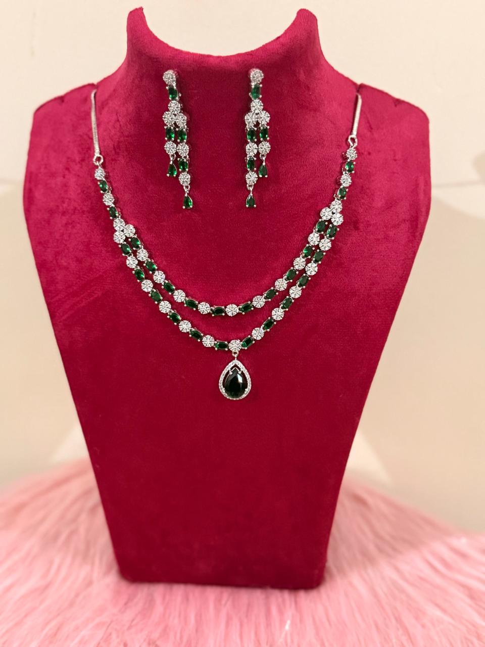 Harini Emerald AD Necklace Set