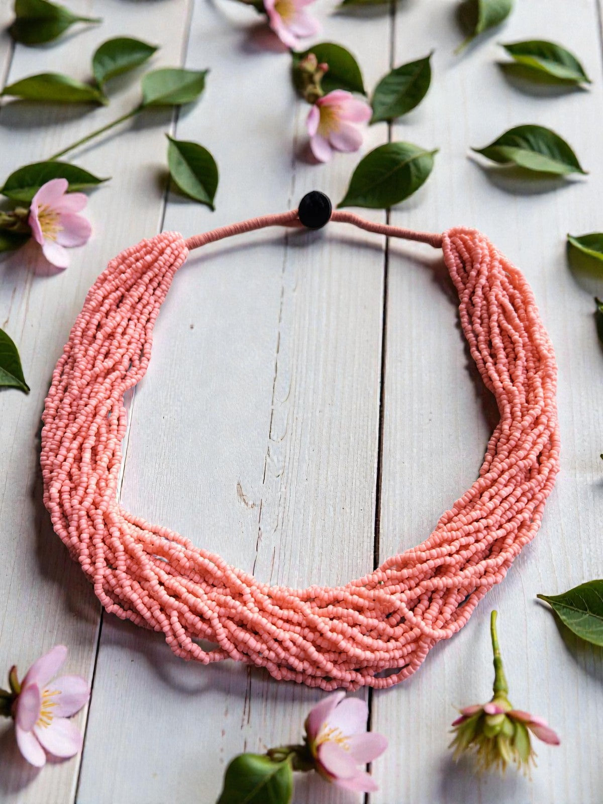 Pink Whisper: Handmade Multi-Layered  Beaded Necklace(20 Layers)