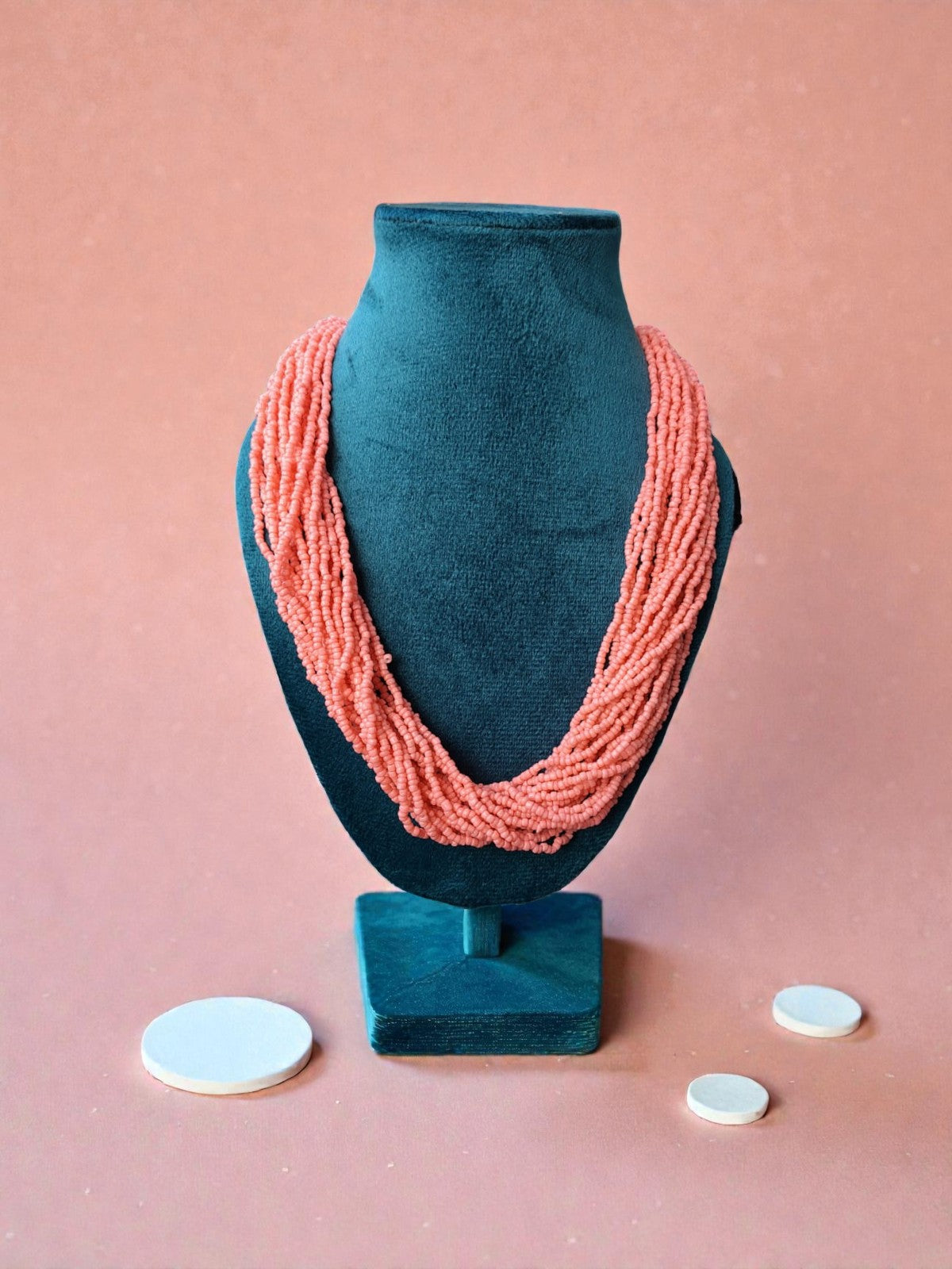Pink Whisper: Handmade Multi-Layered  Beaded Necklace(20 Layers)