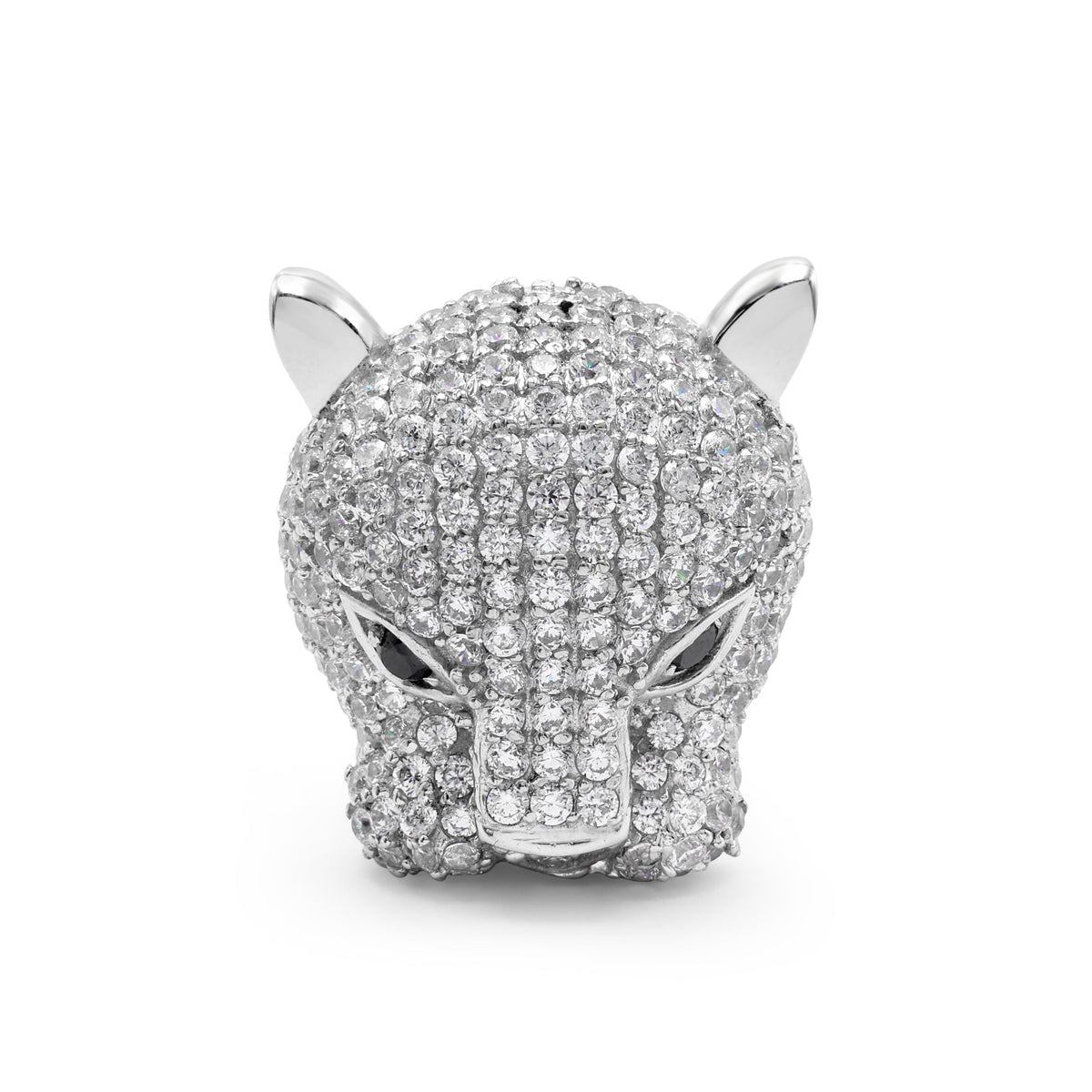 White Gold Plated Cubic Zirconias Panther Brooch