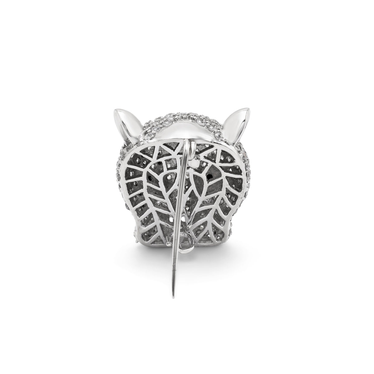 White Gold Plated Cubic Zirconias Panther Brooch Back View