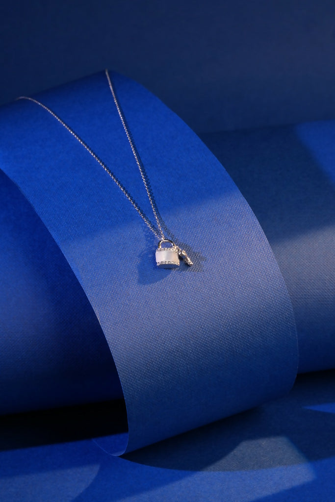 925 Sterling Silver Lock & Key Chain Necklace