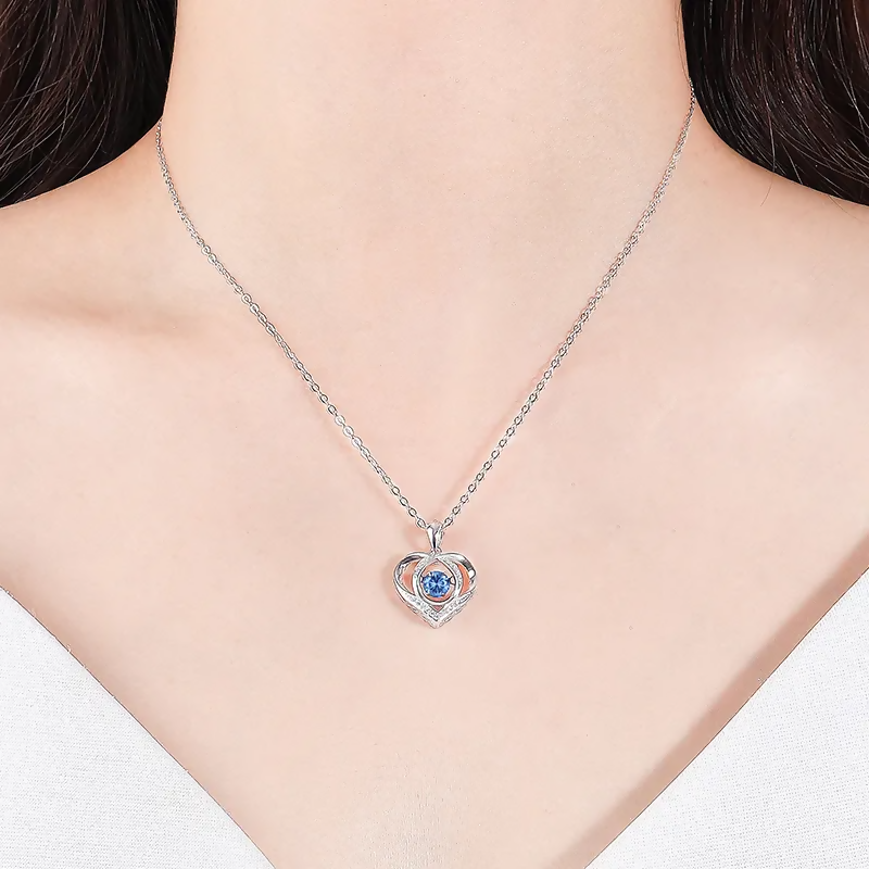 Brd Jewelry 925 Sterling Silver Blue Diamond Heart Pendant Necklace For Women And Girls I Gifts For Girlfriend Wife