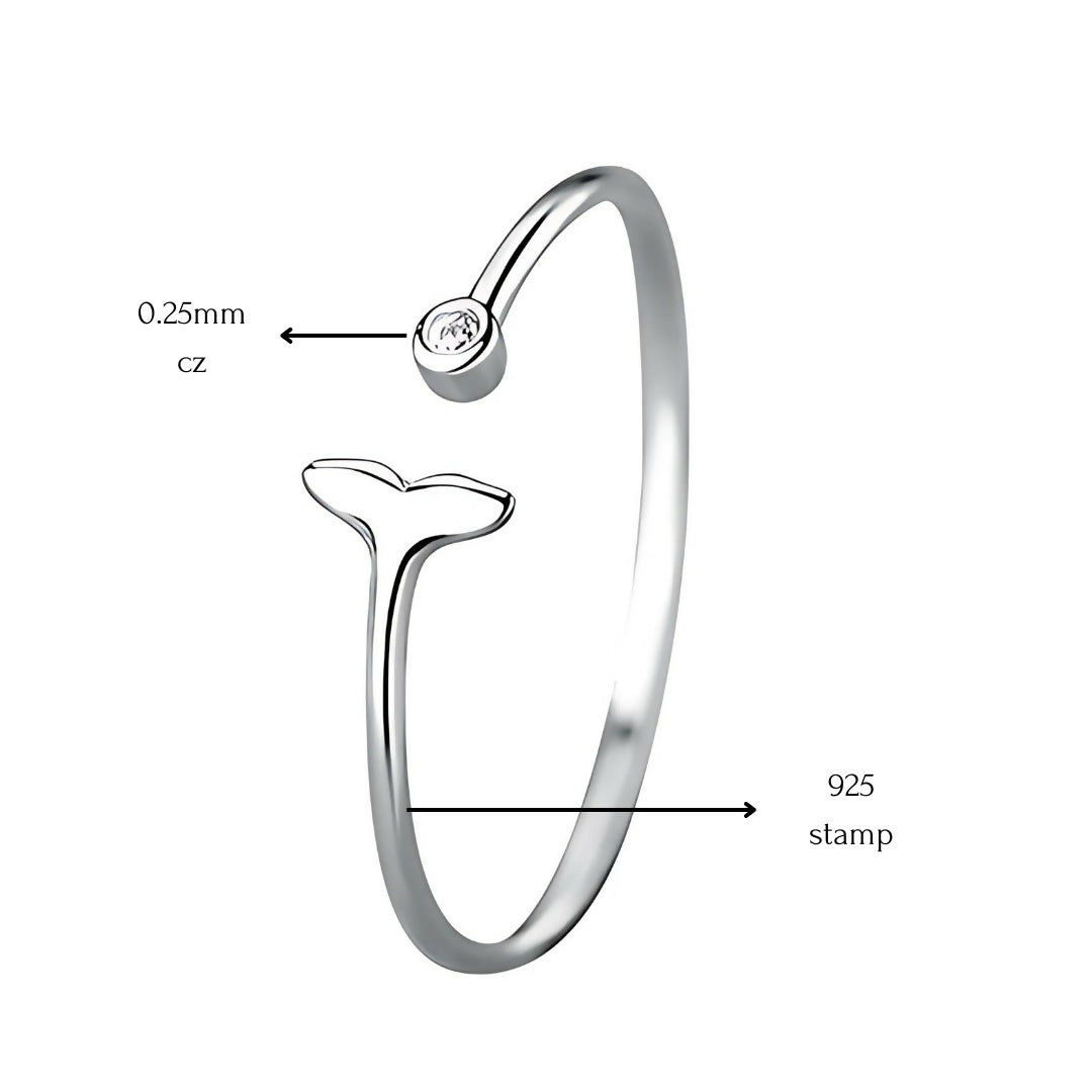 Brd Jewelry 925 Sterling Silver Fish Tail Ring, Adjustable Silver Rings For Women & Girls