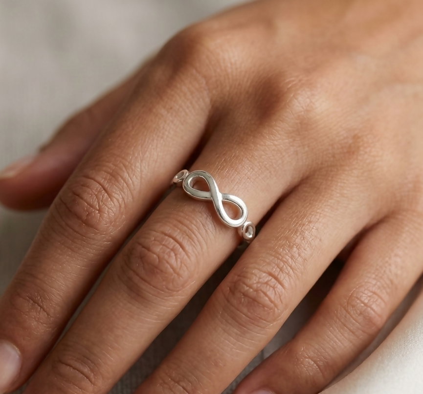 92.5 Silver Three Infinity Ring