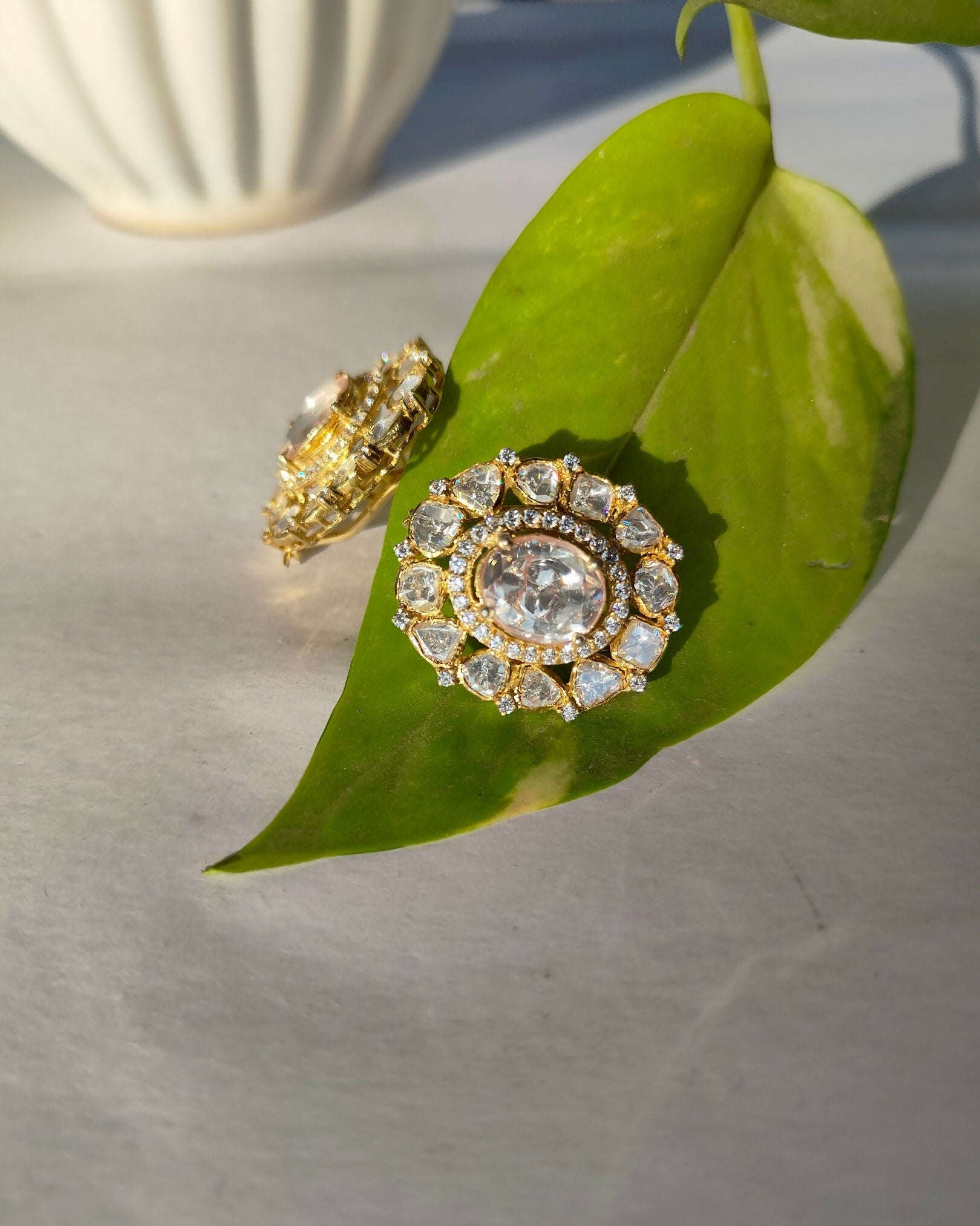 Moissanite Polki Statement Studs