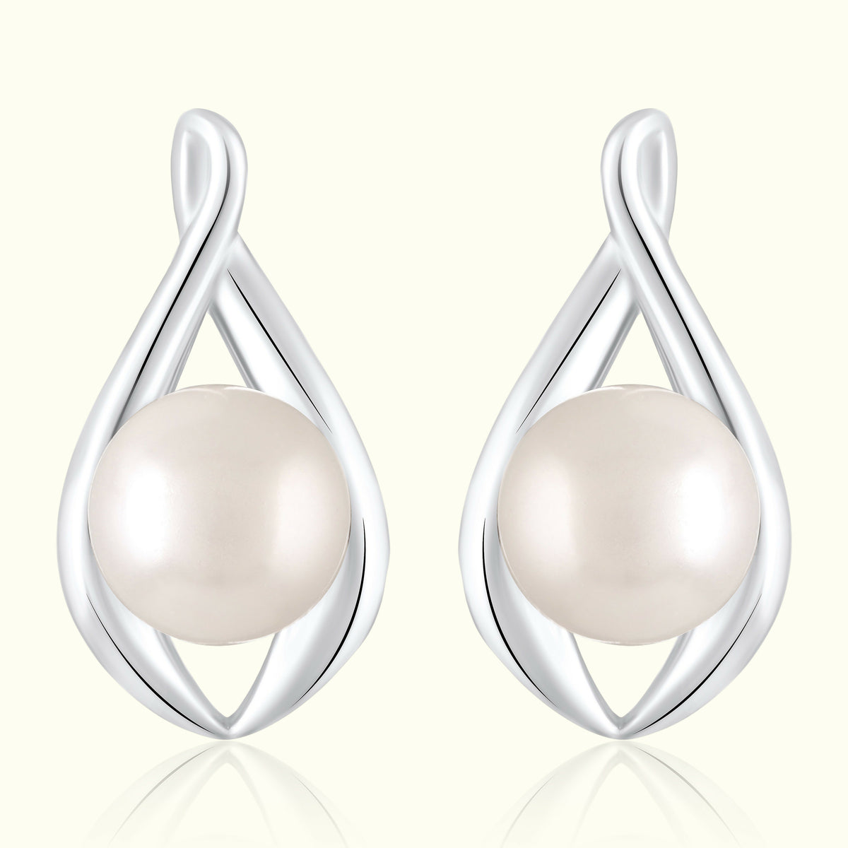 Silver Embrace Pearl Studs