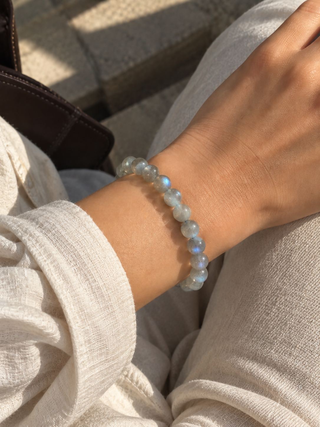 Natural Labradorite 8mm Beaded Bracelet