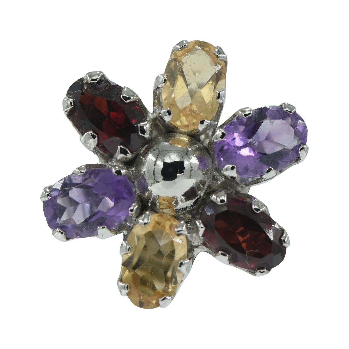 925 Sterling Silver Multistone Eartops for Women | Multicolor Gemstone Stud Earrings | Rhodium Finish Silver Jewelry