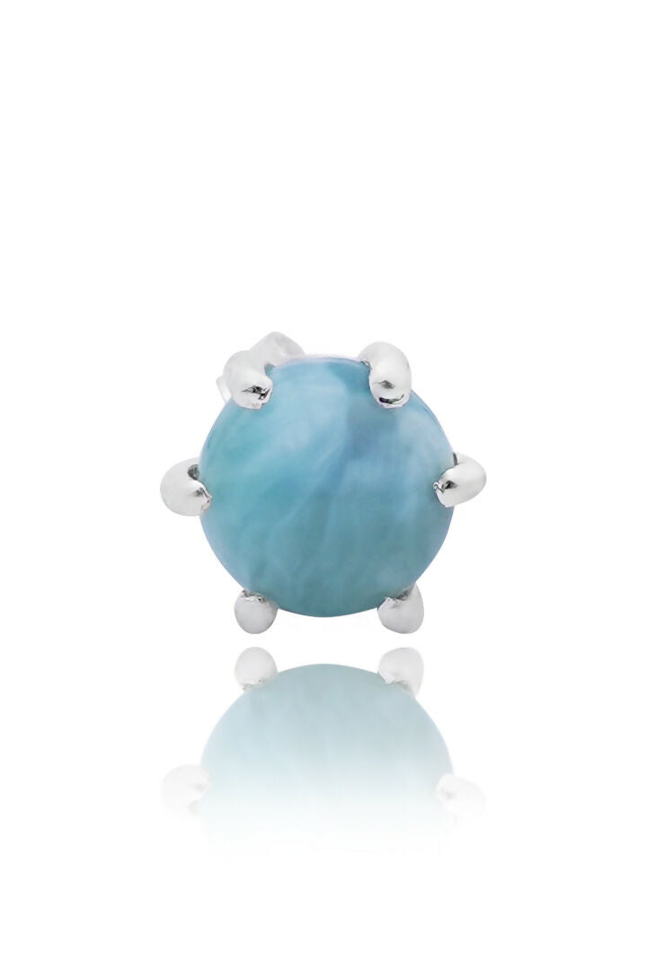 925 Sterling Silver Larimar Eartops for Women | Natural Light Blue Gemstone Stud Earrings | Elegant Daily Wear Jewelry