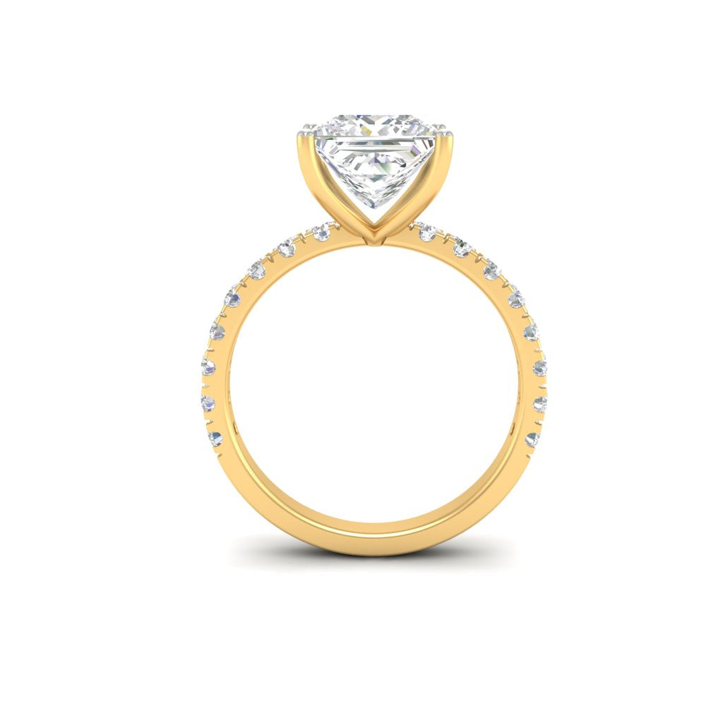 2.63Ct Princess Cut Moissanite Women Engagement Ring 14K Yellow Gold Plated