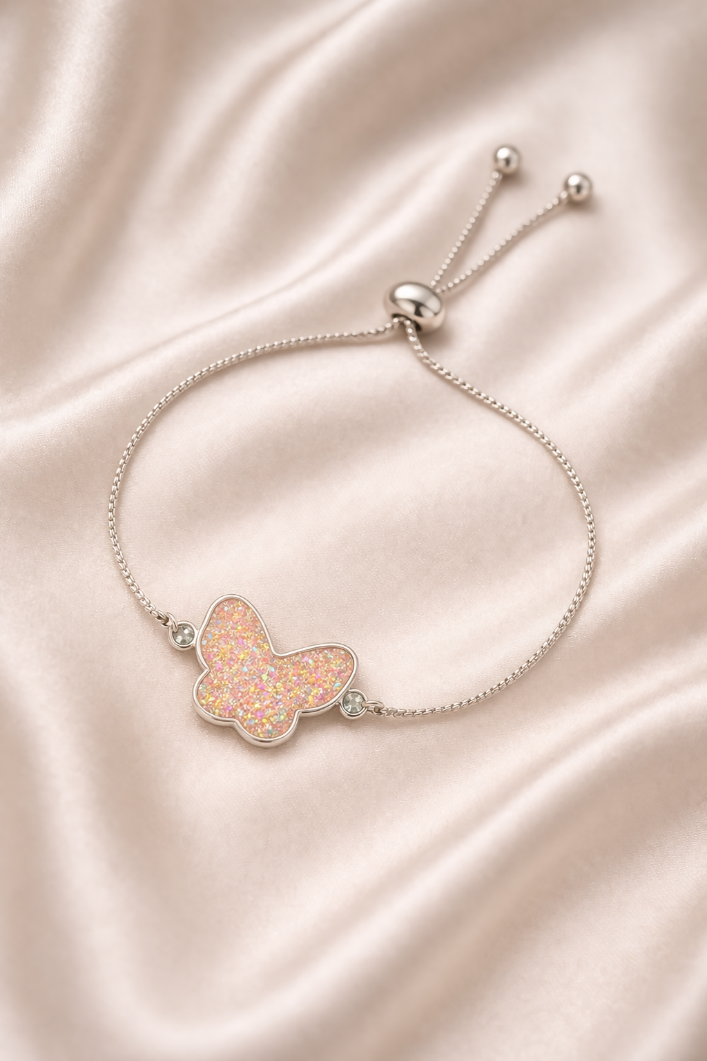 Rhodium-Plated Butterfly Bracelet