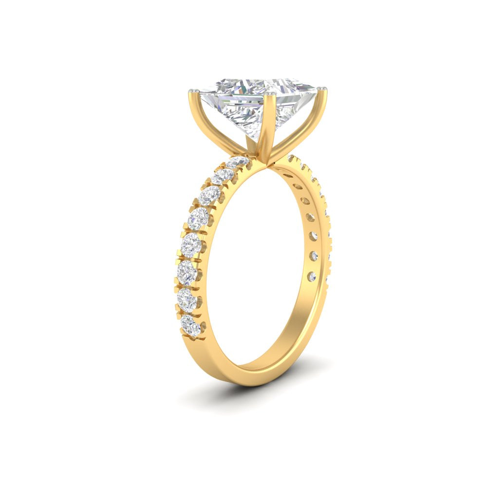 2.63Ct Princess Cut Moissanite Women Engagement Ring 14K Yellow Gold Plated