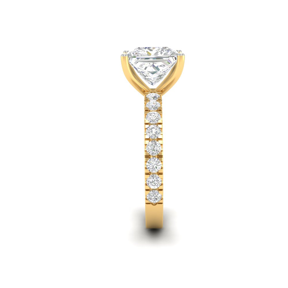 2.63Ct Princess Cut Moissanite Women Engagement Ring 14K Yellow Gold Plated