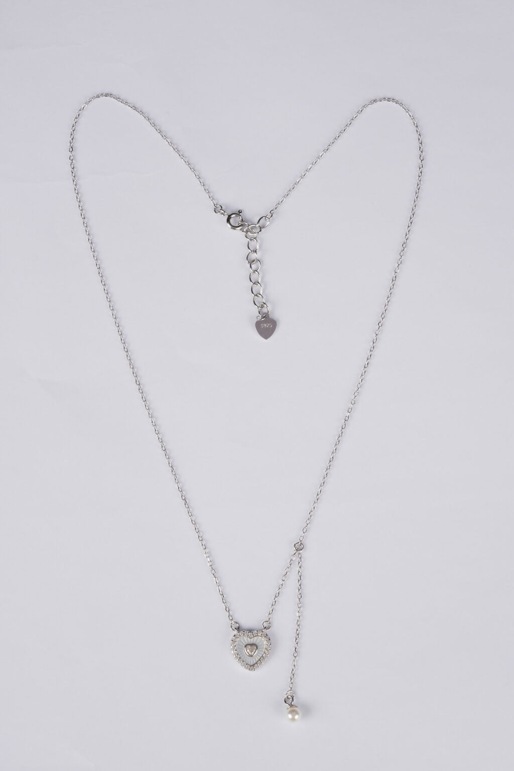 925 Sterling Silver Heart Tassel Chain Necklace