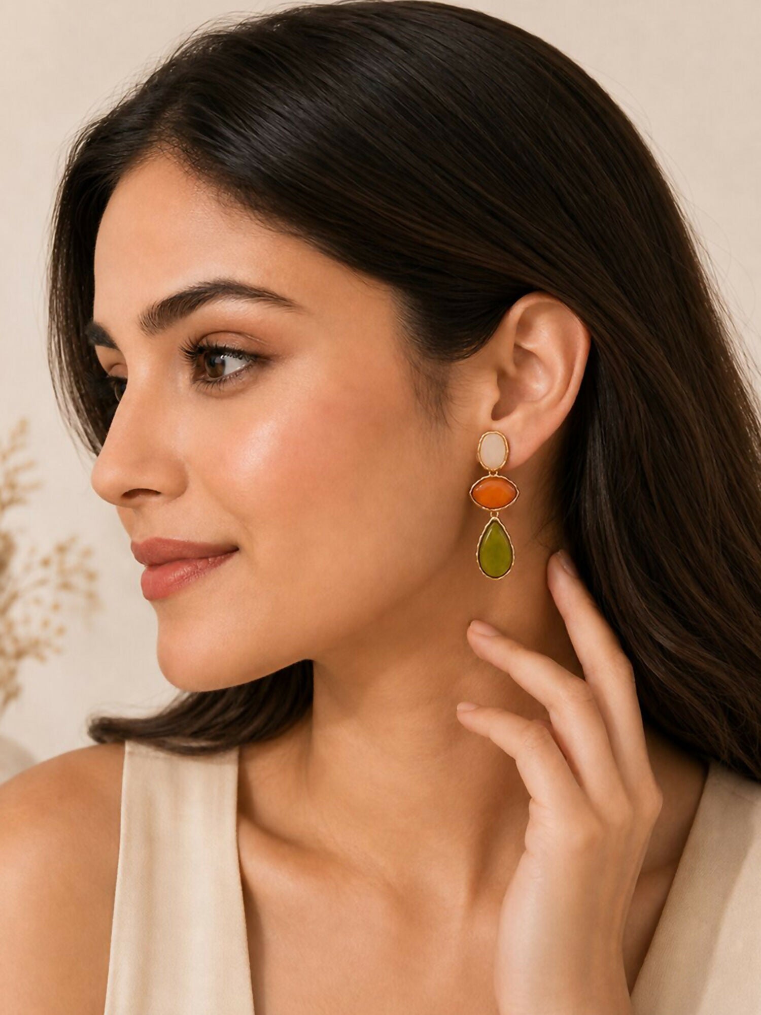 Multicolor Stone Drop Earrings
