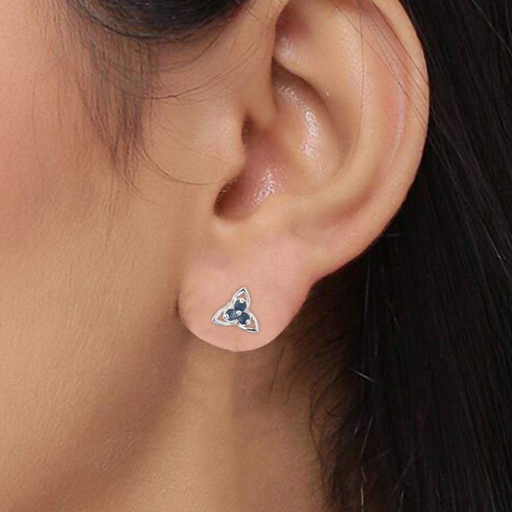 925 Sterling Silver Blue Sapphire Earrings for Women | Deep Blue Gemstone Drop Earrings | High Polish Party Wear Jewelry