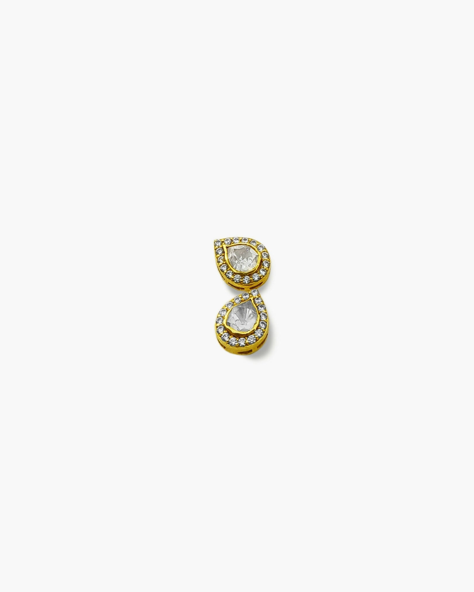 Pear Moissanite Polki Studs