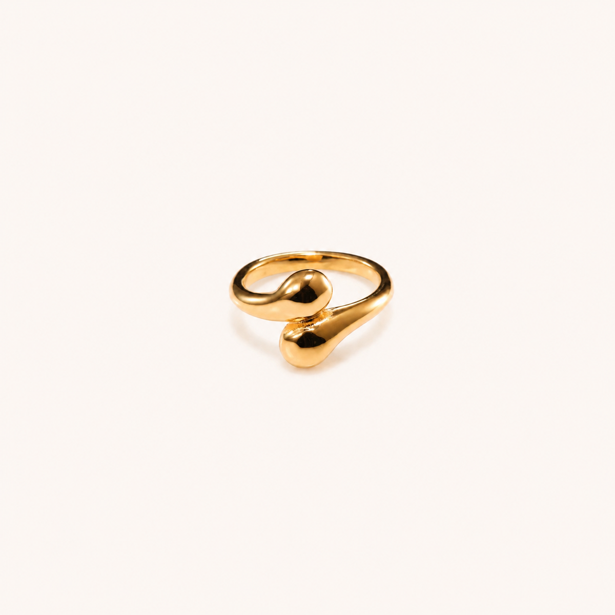 Abstract Oro Bypass Band Ring – fluid molten-curve sculptural bypass ring in 18K gold plated finish for women