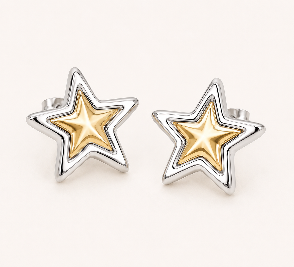 Amore Dual-Tone Star Drop Earrings