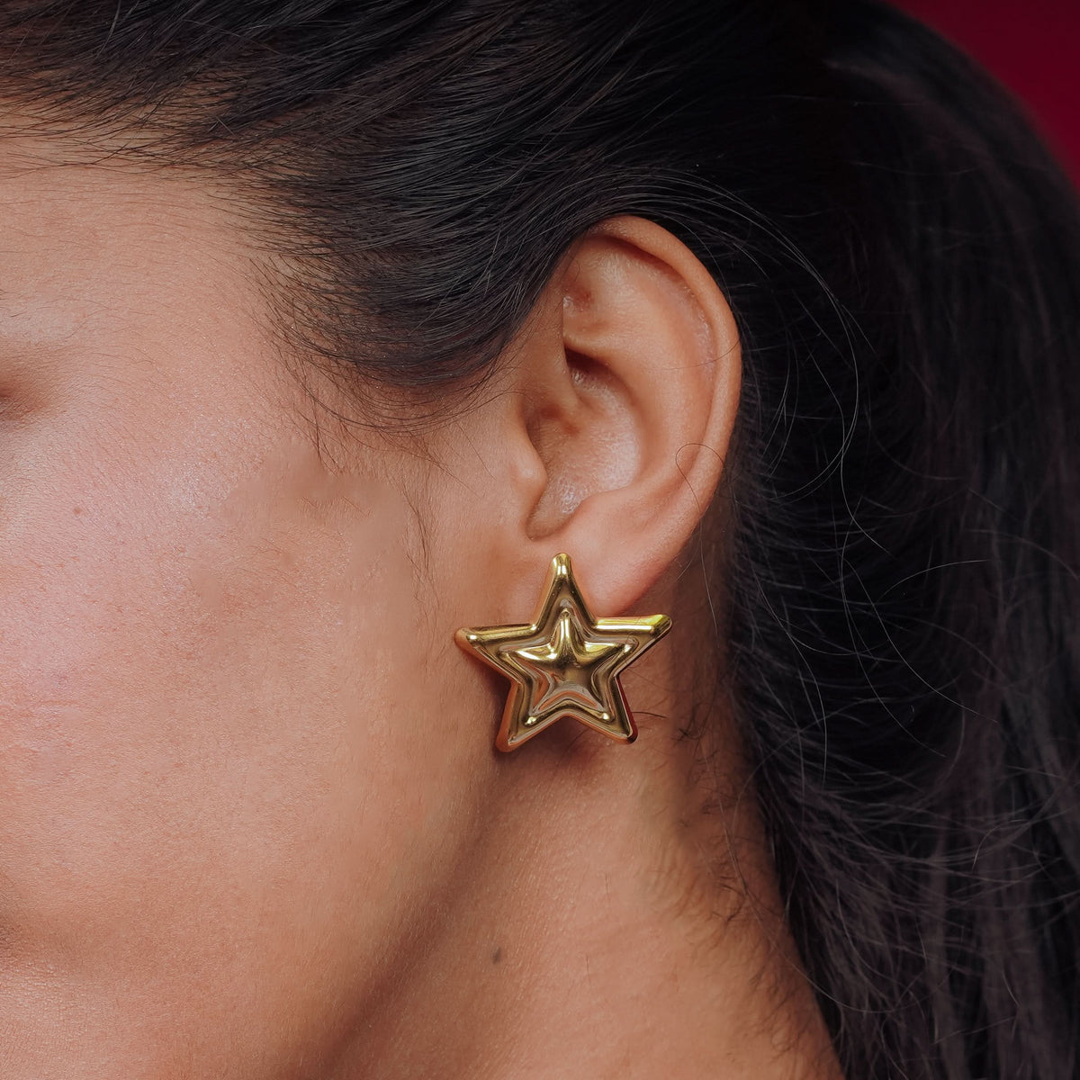 18K Gold Plated Edge Statement Drop Earrings for Women | Anti Tarnish