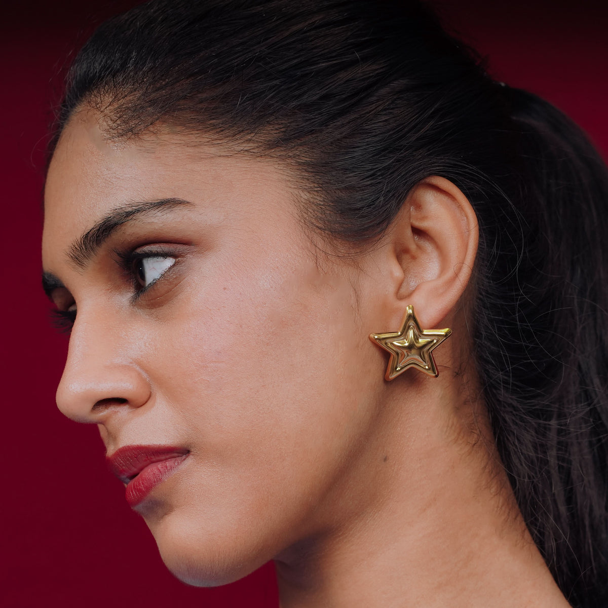 18K Gold Plated Edge Statement Drop Earrings for Women | Anti Tarnish