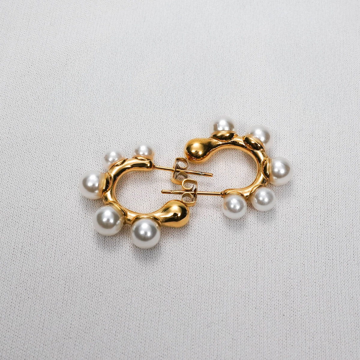 Amore Pearl Fan Semi-Hoop Earrings