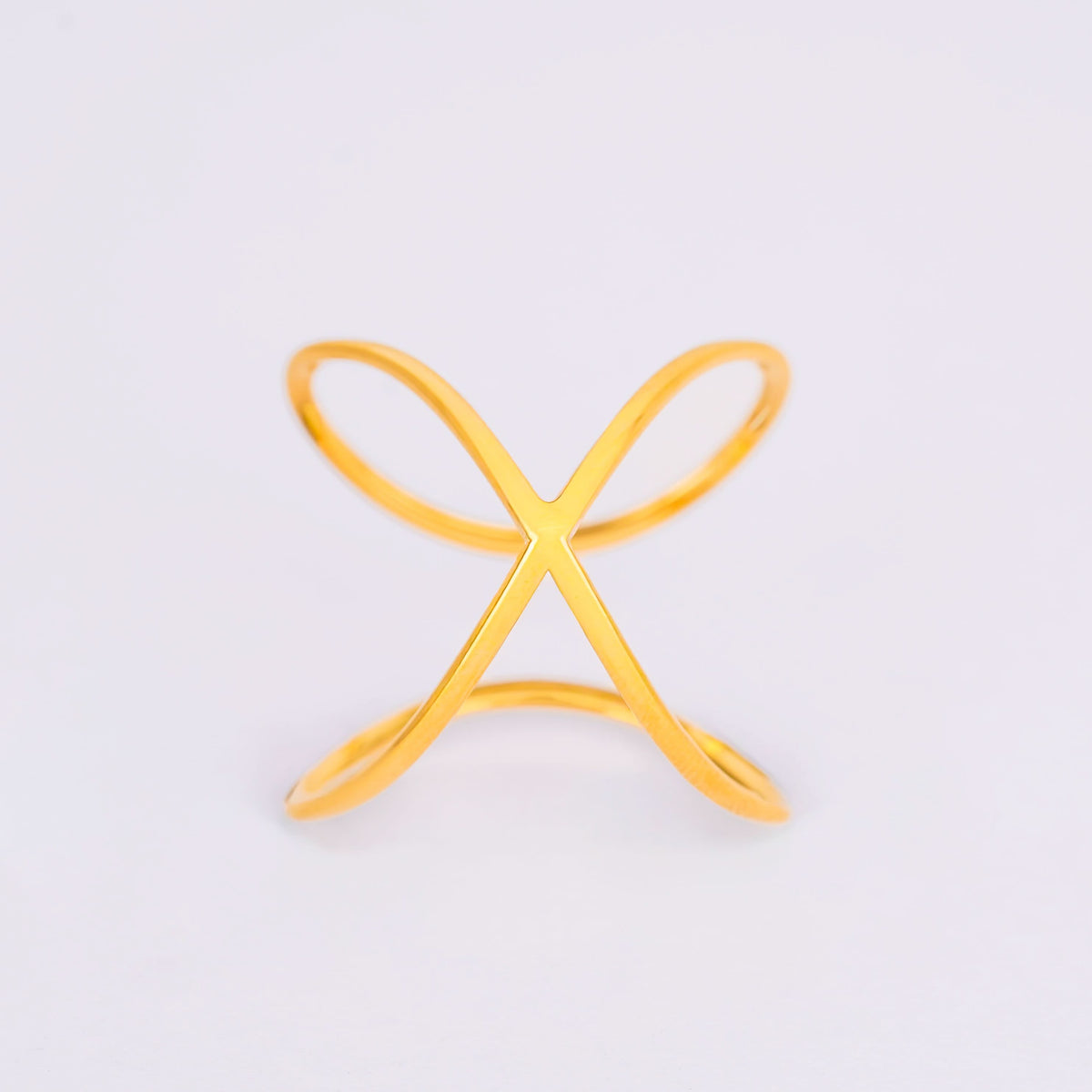 Architectural Crisscross Ring - gold plated crisscross statement ring for women