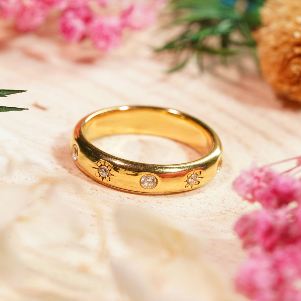 18K Gold Plated Astra Gold Starburst Ring for Women | Anti Tarnish