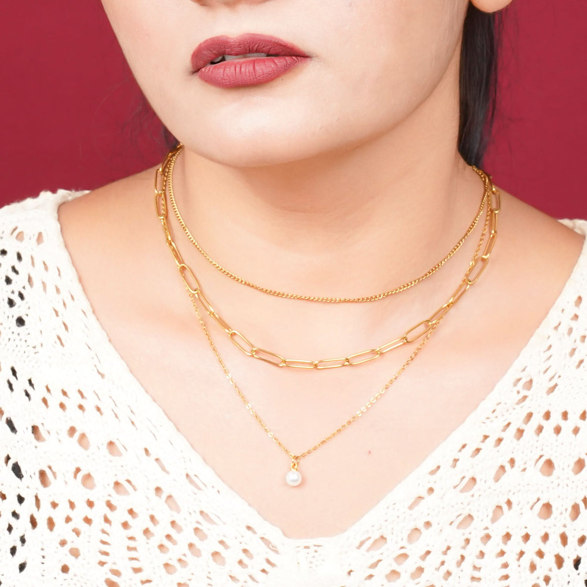 Aurelia Layered Pearl Chain Necklace