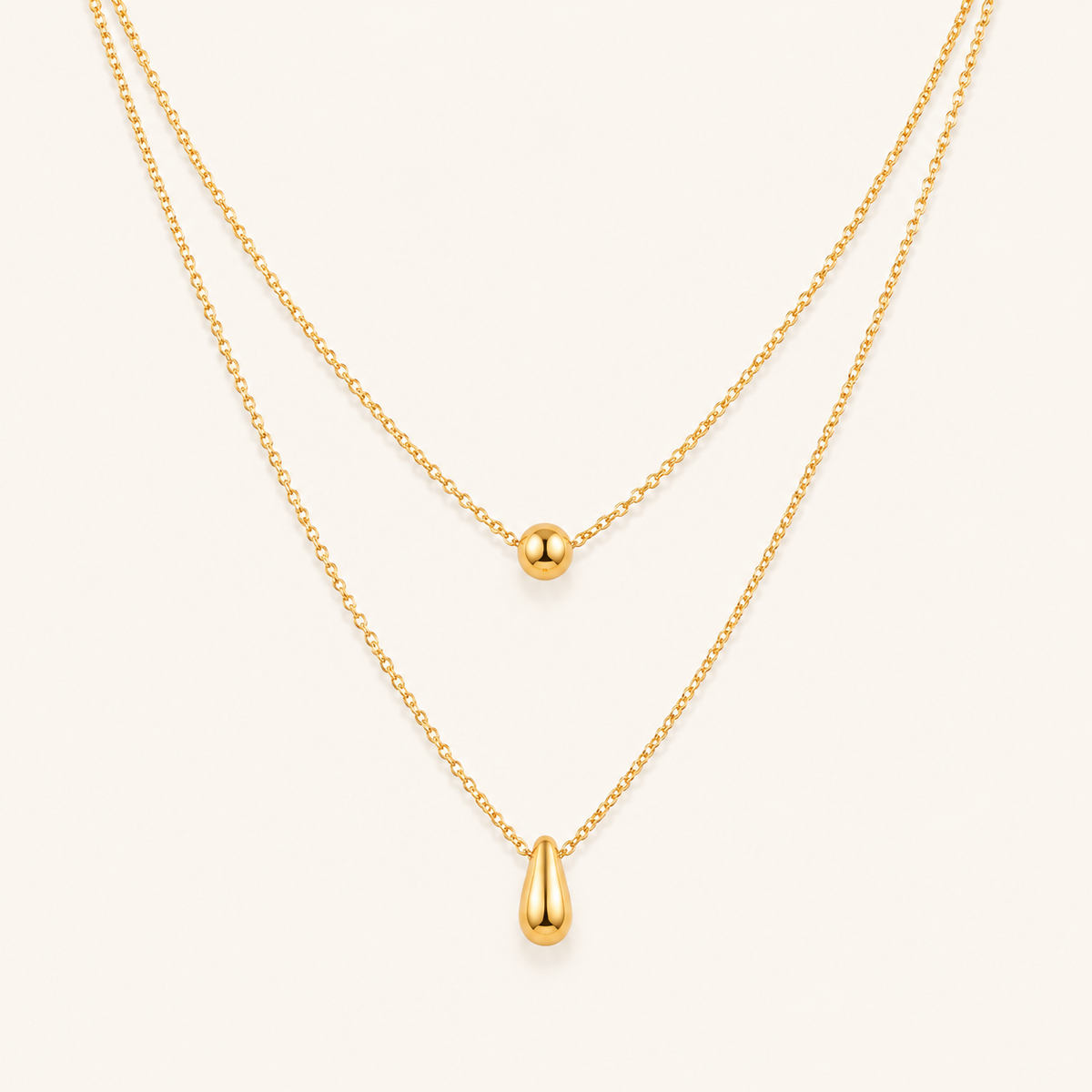 Aurelian Droplet Tier Layered Necklace - gold plated pre-layered necklace for women