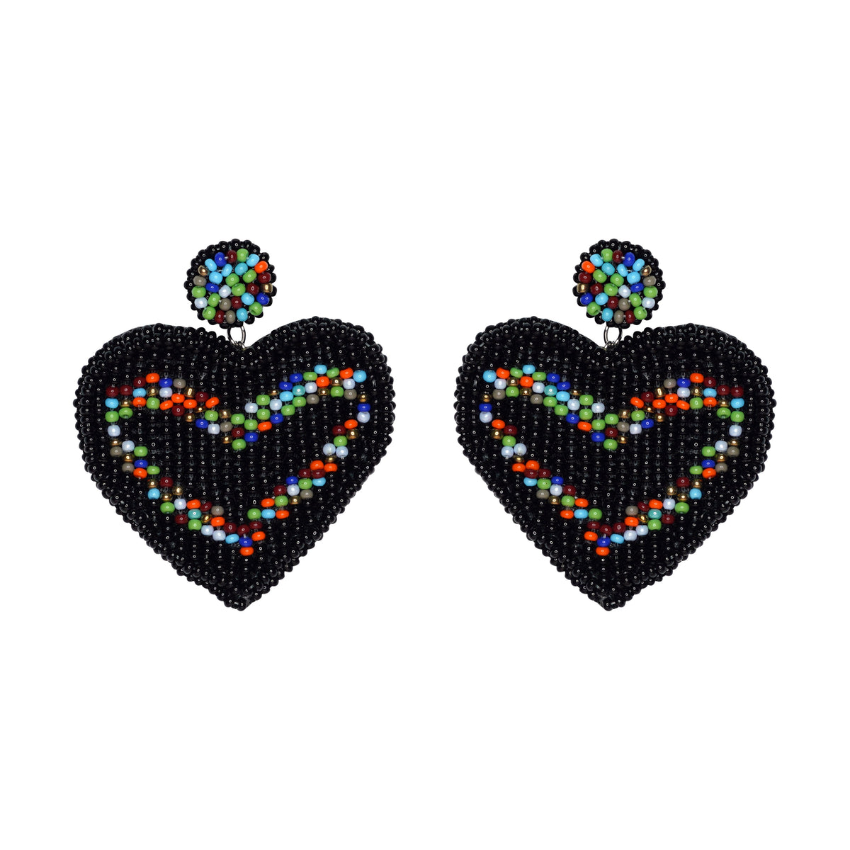 Adora Heart Earrings in Black