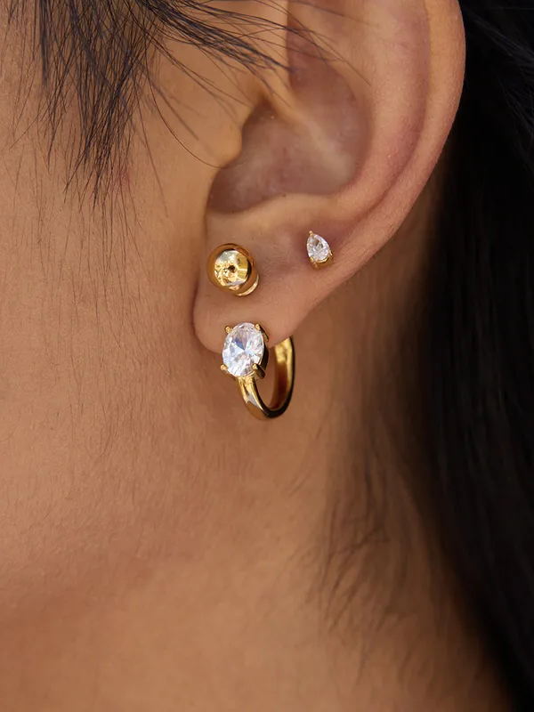 Pair of ball drop earrings �? 18k gold-plated sleek ball drops for everyday and gifting.