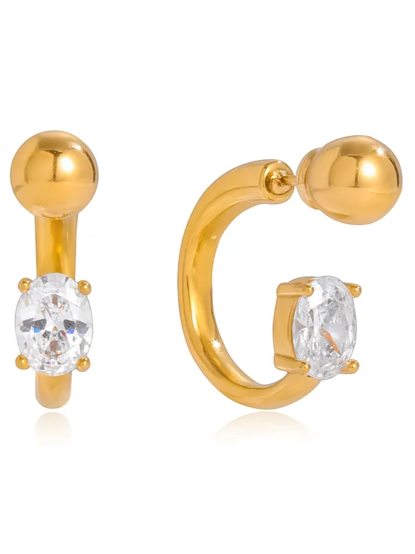 18k gold-plated ball drop earrings �? sleek ball drops, anti-tarnish and waterproof for everyday, office and evening wear.