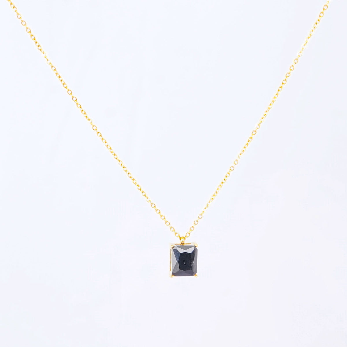 Black Luxe Square Pendant Necklace