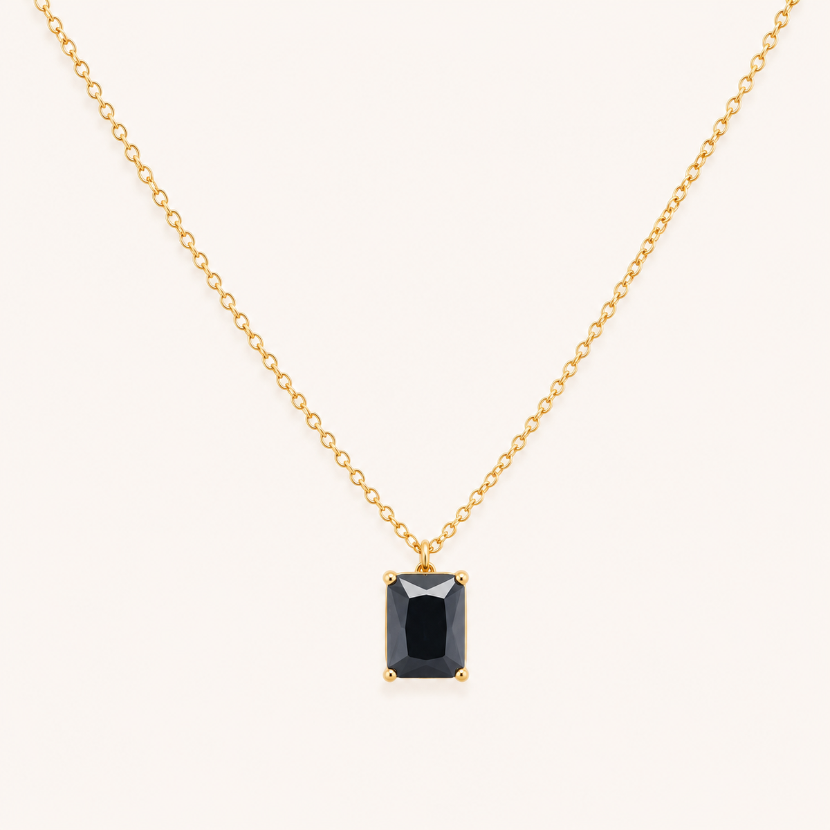 Black Luxe Square Pendant Necklace - gold plated black square pendant necklace for women